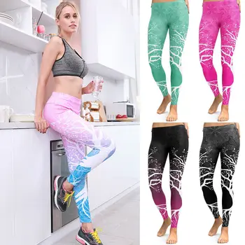 

Hirigin Women High Wasit Leggings Slim Workout Fitness Womens Clothing Tree Printed Jeggings Slim Outwear Women Outfits