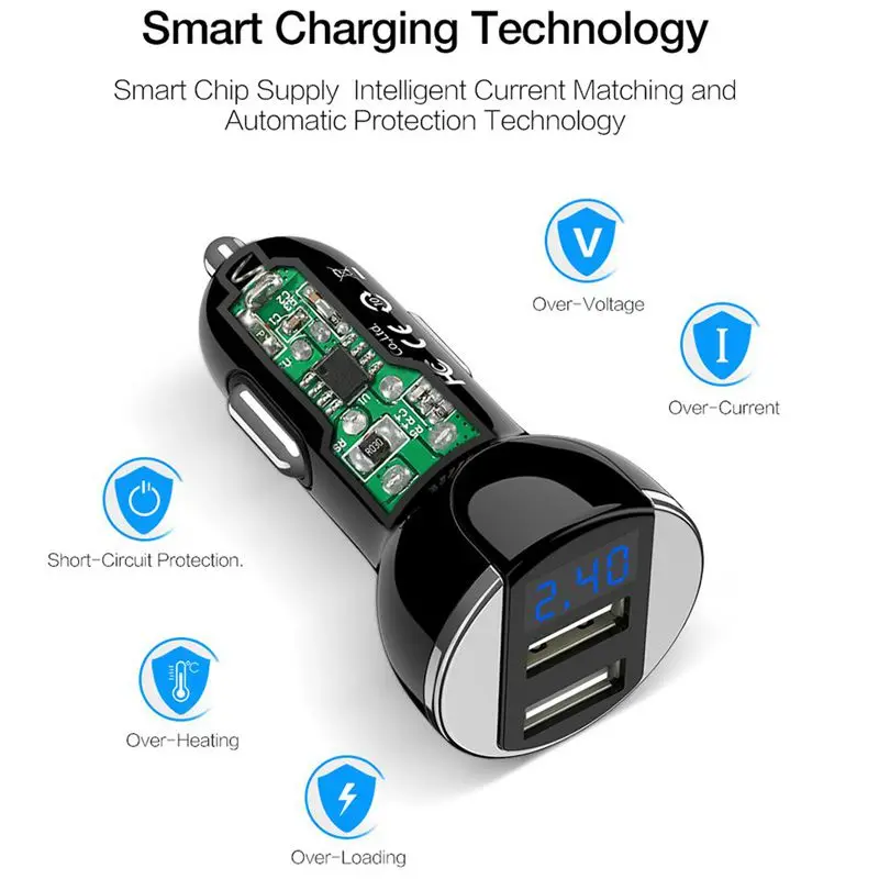 Dual USB Phone Car Charger For Xiaomi 5V/2.4A Car-Charger For iPhone X 7 Phone Charging in Car Adapter Universal Charger Dual USB Phone Car Charger For Xiaomi 5V/2.4A Car-Charger For iPhone X 7 Phone Charging in Car Adapter Universal Charger