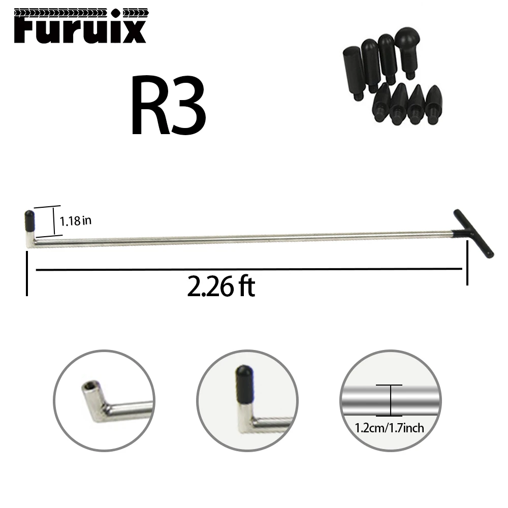 FURUIX PDR инструменты один кусок PDR Съемник стержень крюк ремонт автомобиля вмятин и град повреждения Набор инструментов с 8 головками бытовой ручной инструмент R3