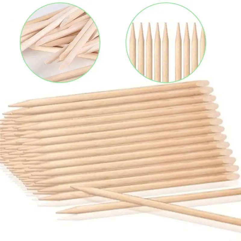 

50 Pcs Nail Art Orange Wood Sticks Cuticle Pusher Remover Dead Skin Pusher Cleaning Stick Manicure Tool