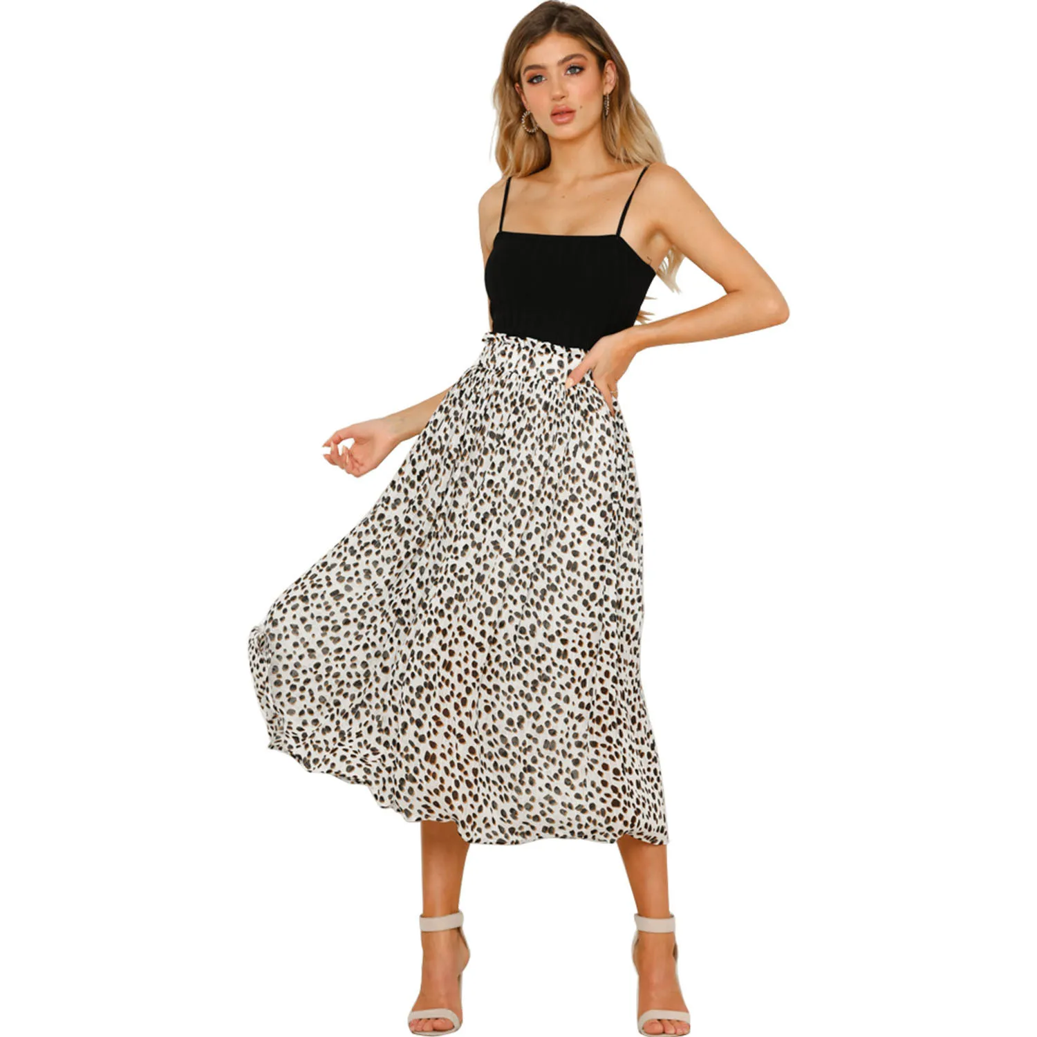 2019 женская летняя юбка леопардовая Длинная Юбка шифоновая юбка макси Saia Jupe Femme