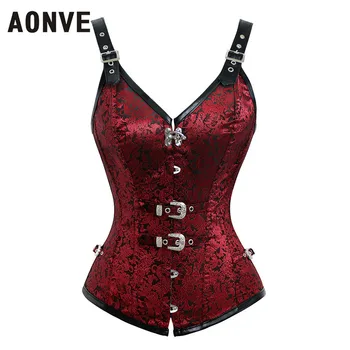 

Aonve Sexy Gothic Corset Women Red Black Goth Bustiers Overbust Vintage Sexi Korse Vest Top Femme Burlesque Costume S-2XL