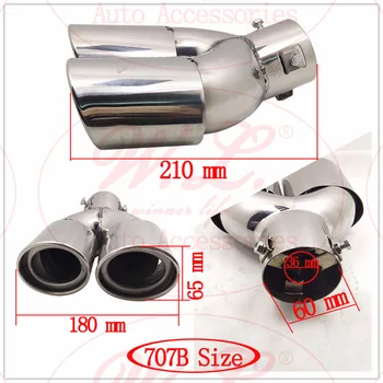 

Car Exhaust Tip/Muffler 1 Into 2 Universal Modified Bend Ending Tube Tail Pipe For Inlet 36-60 Mm Customized Logo