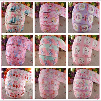 

18102507, 1" 25mm 5 yards cute animals printed grosgrain ribbons DIY hair bows handmade materials