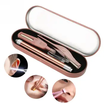 

3 IN 1 Stainless Steel LED Earpick Ear Spoon Ear Cleaner Set Ear wax Nasal Removal Tweezers Clean Tools Ear Care Kit