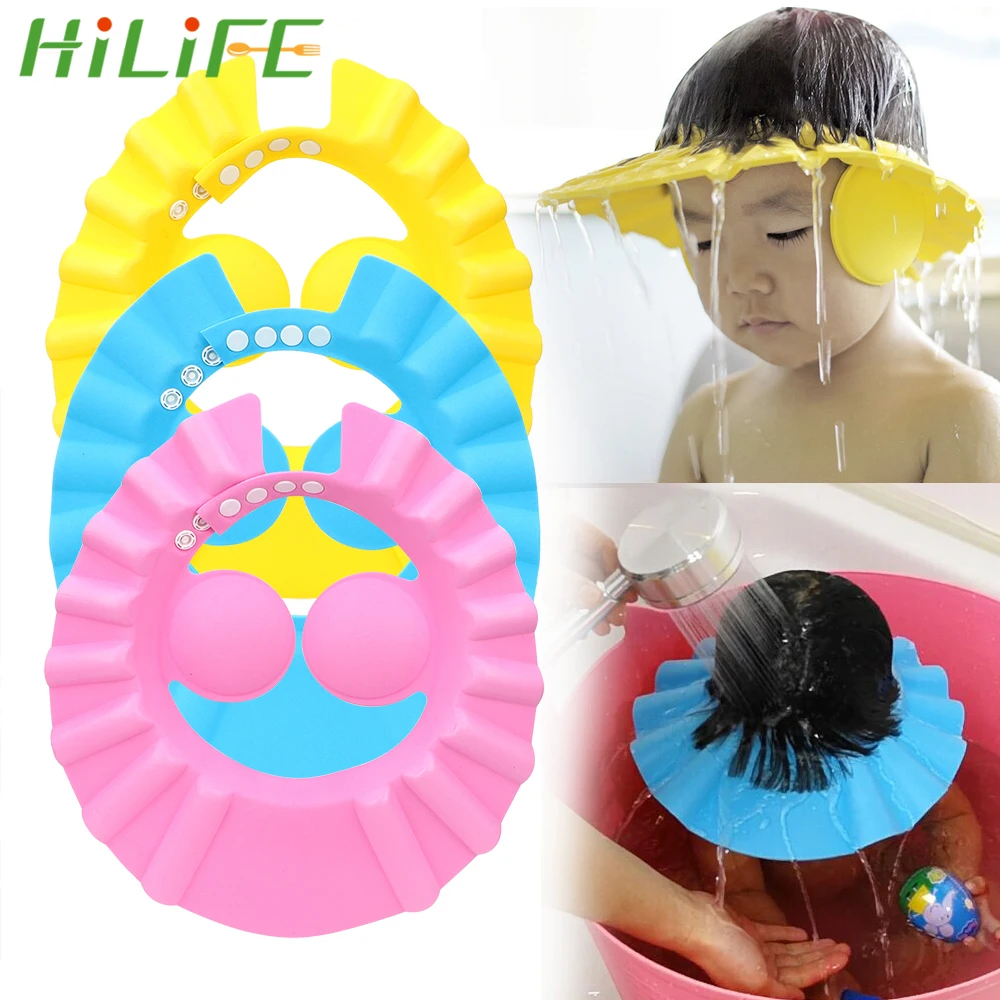 

HILIFE Adjustable Baby Shower Shield Hat Bath Wash Hair Cap Ear Protection Children Shampoo Cap Shower Caps Safe Soft Hat