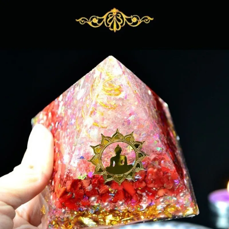 Пирамида оргонита AURA REIKI муладхара чакра Ариэль натуральный кристалл оникс