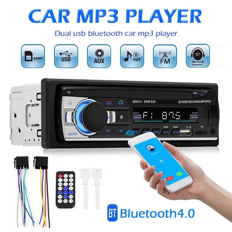 Автомагнитола SWM 1Din 12 В стерео система с Bluetooth mp3 плеером USB SD AUX входом|MP3-плеер для