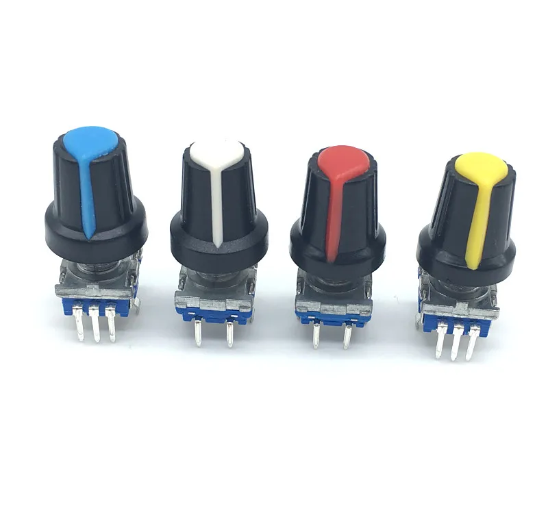

5sets/lot Rotary Encoder Code Switch EC11 Audio Digital With Push Button Switch 5Pin Handle Length 15mm With Knob