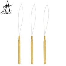 100 шт. деревянная ручка вытягивающий Нитевдеватель для натягивания я наконечник инструменты для наращивания волос вязанные иглы