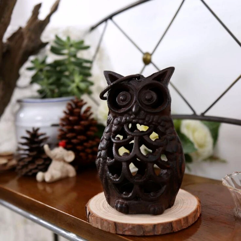 

Creative retro cast iron owl candlestick home soft retro ornaments factory direct