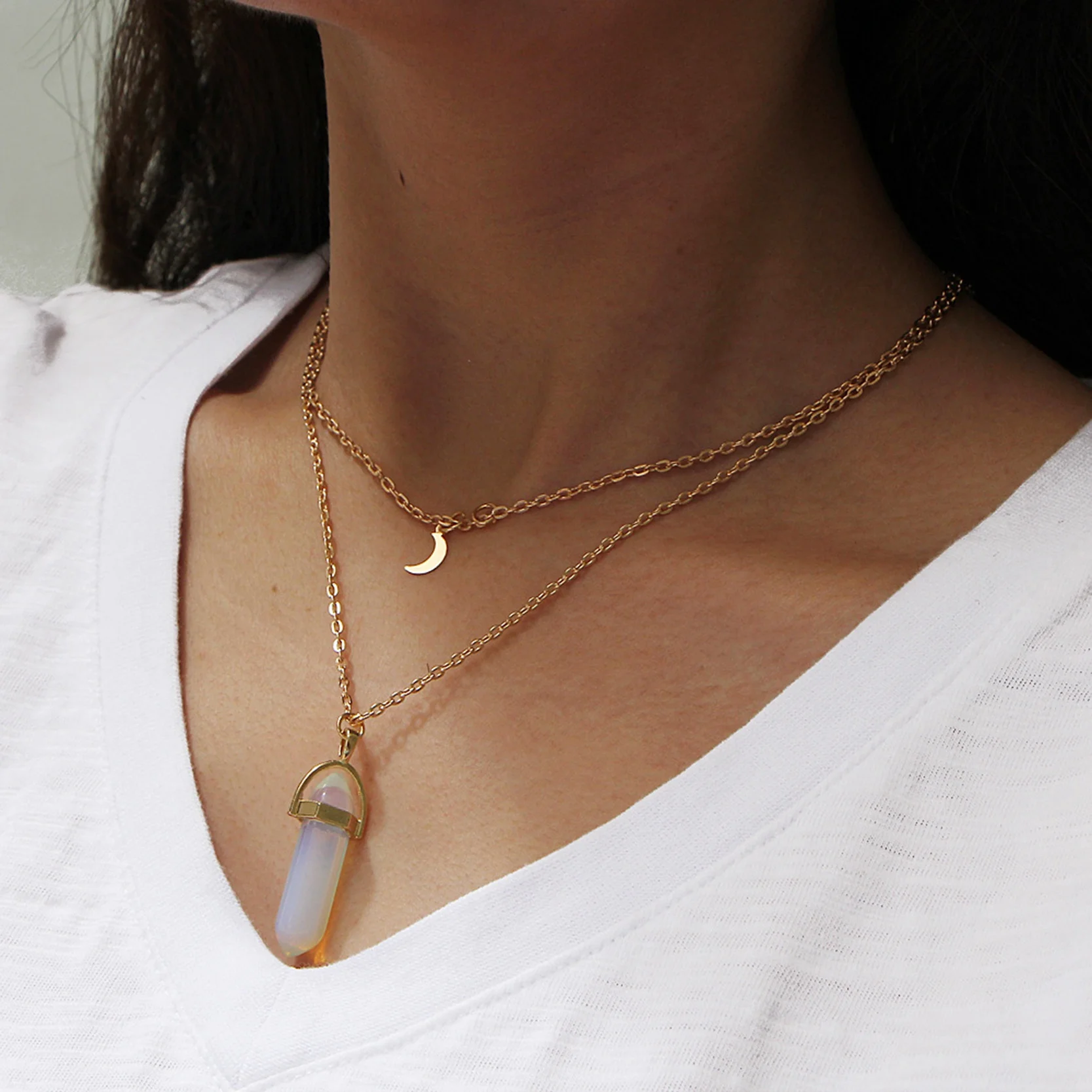 

Women Elegant Natural Stone Pendant Necklace Party Wedding Jewelry Gifts