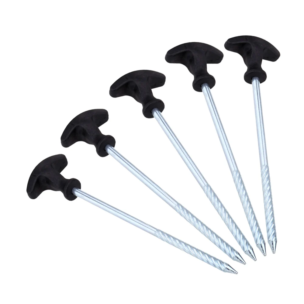 

5pcs Outdoor Camping Tent Pegs Nail 21cm Heavy Duty Carp Fishing Bivvy Nails Pegs Tent Accessories With Storage Bag