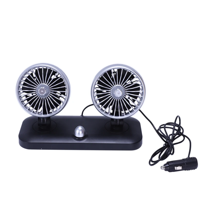 

12V Mini Electric Car Fan Low Noise Summer Car Air Conditioner Rotating 2 Gears Adjustable Air Cooling Fan