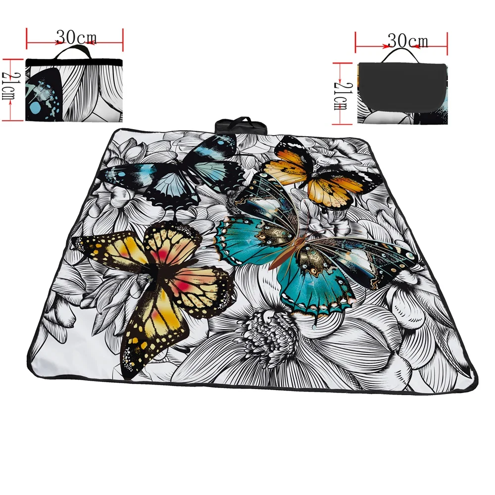 

The Butterfly Picnic Blanket Waterproof Beach Mat Anti Slip Moisture-proof Blanket Ployester Carpet for Outdoor Camping Mat