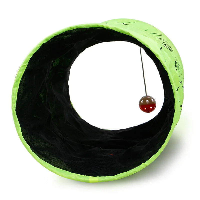 Портативная Складная полиэфирная ткань двойной доступ туннель для кошек Игрушка с подвесным шаром туннель для кошек Игрушка с подвесным шариком 1 шт