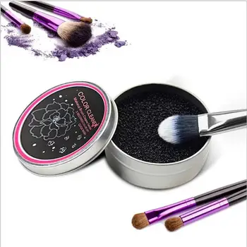 

2pcs Color Off Makeup Brush Cleaner Sponge Remover Aluminum MakeUp Brush Cleaning Box Powder Brush Washing makeup brush cleaner