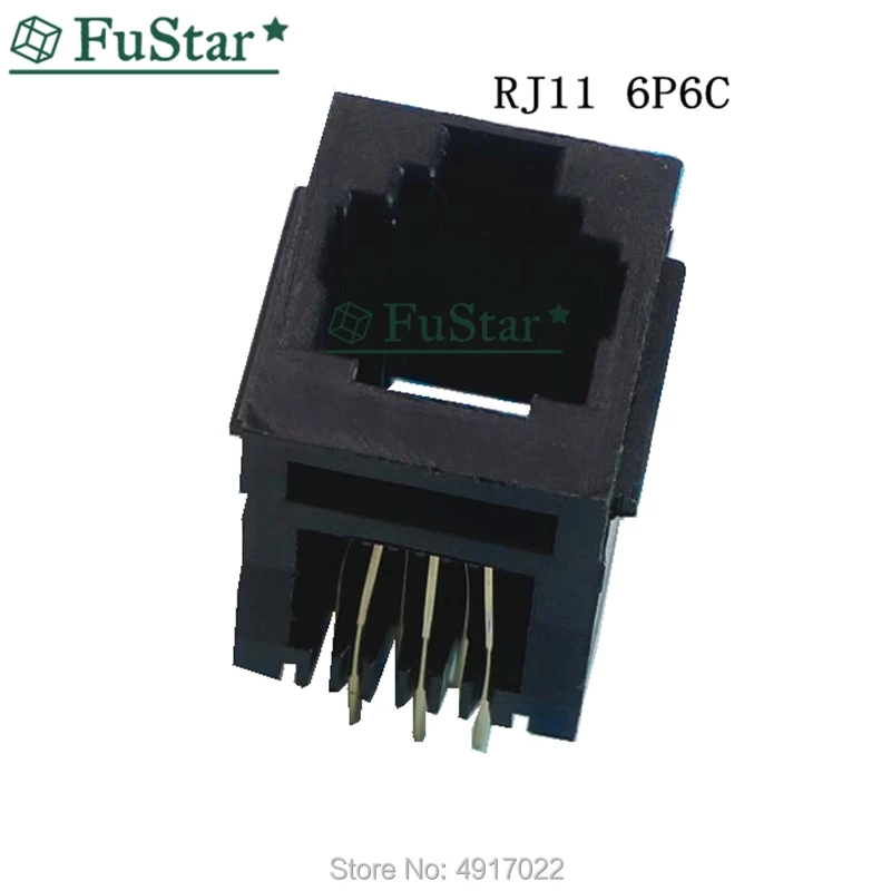 

20pcs RJ11 Socket 52-6P6C Seat RJ12 Phone Jack Female 6-core Crystal Head Socke 180 degrees Vertical 6P6C Telephone Connector