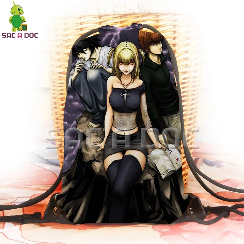 

Anime Death Note Backpack 3D L Lawliet/Kira/Misa Printing Drawstring Bag School Bags for Teenage Boys Girls Softback Travel Bag