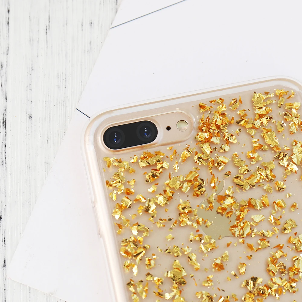Чехол KISSCASE Bling для iPhone X 7 8 Plus 6 6S 5 5S SE блестки с золотыми блестками мягкий чехол из