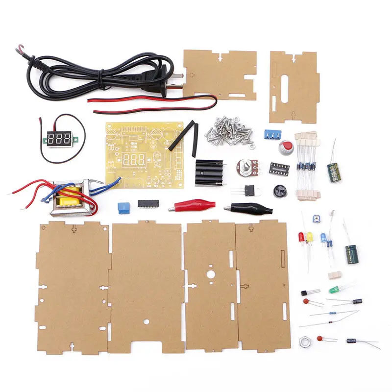 

220V DIY Adjustable Voltage Power Supply Board Learning Kit With Case EU Plug