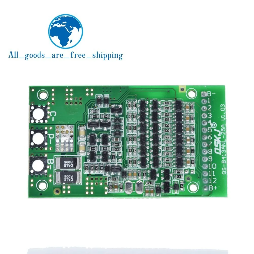 Bms 6s 7s 8s 9s 10s 11s 12s 13s 3,6 v 4,2 v 25a Регулируемый Bms литий-ионный аккумулятор 18650 система защиты платы модуль Pcb Pcm