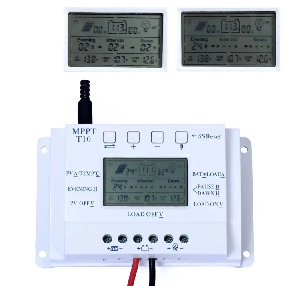 Солнечный YOBA ЖК-дисплей 20A 12 В/24 В MPPT солнечная панель регулятор заряда батареи трехвременной интервал с датчиком температуры