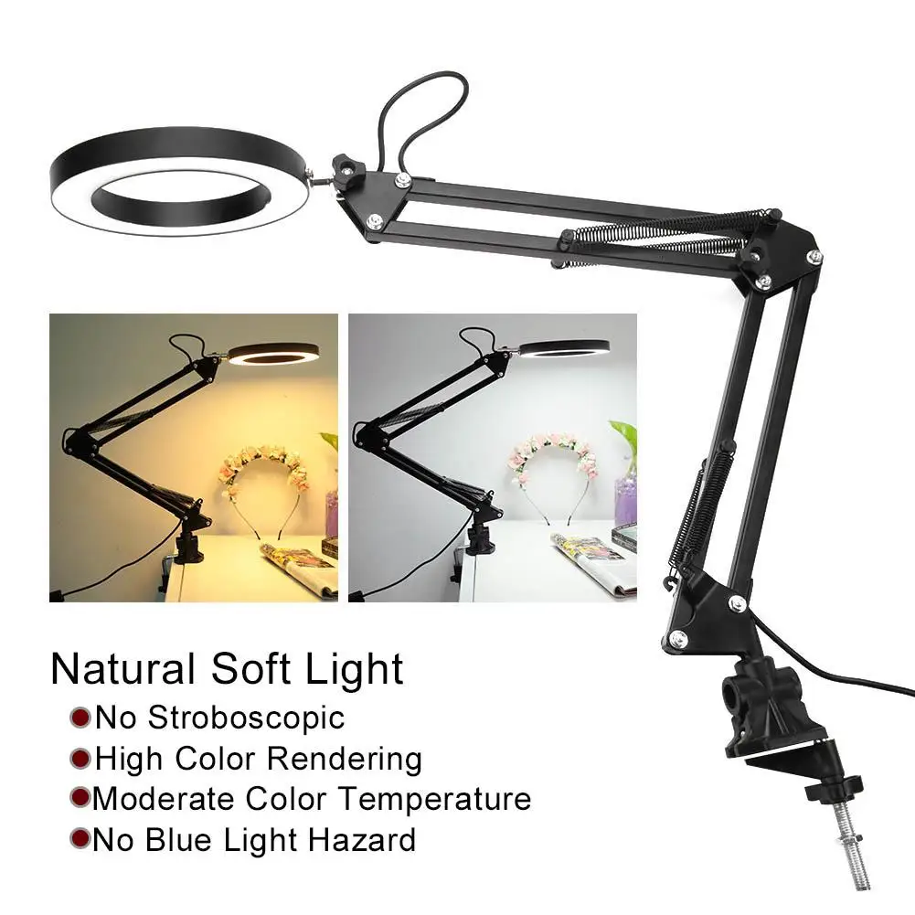  Foldable Eyecare Table Lamp Flexible Swing Arm Clamp Mount Lamp USB Three Tone Desk Light New