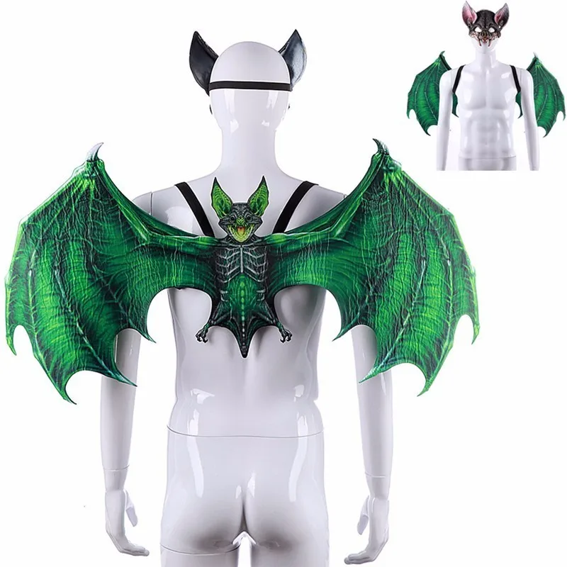

Halloween Masquerade 3D Printed Soft Felt Anime Vampire Batman Wings Mask Props Adult Kids Carnival Party Cosplay Devil Wing Set
