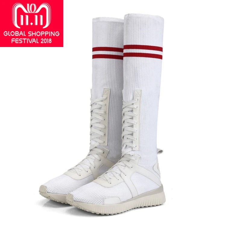 

{Zorssar} 2018 New Autumn and winter women High sock boots Leisure flat Women Over The Knee Stretch boots Botas Mujer Shoes