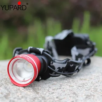 

YUPARD XM-L2 led XML Headlight T6 Rechargeable Zoom Headlamp Flashlight+2*18650 2200mAh Battery +Powe charger