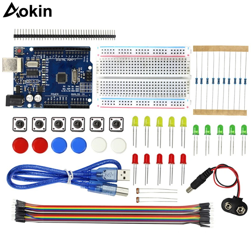 Для UNO R3 стартовый набор мини макетная плата LED перемычка провода кнопка для Arduino