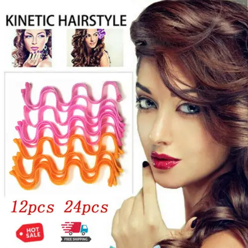 

24Pcs Magic Curl Formers Spiral Ringlets Leverage Rollers Tool Long Hair Curlers Water Ripple Curler