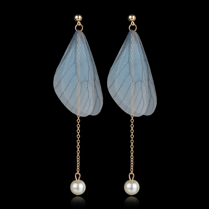

2019 Ladies Korean Fashion Pink Fairy Wings Earrings Long Earrings Earrings for Women To Send Girlfriend Gifts