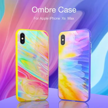 

Ombre Case For Apple Iphone XS Max Case IPhone XR Nillkin Colorful Mirror Effect Back Cover 2.5D Tempered Glass + Hard PC Cases