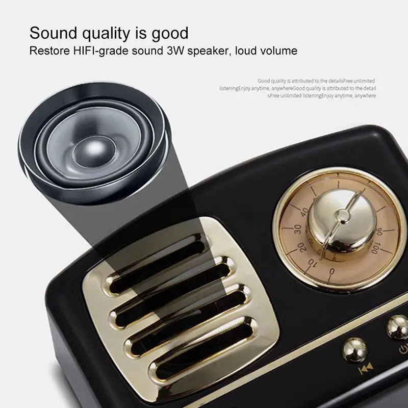 EastVita Ретро Hifi стерео Bluetooth V4.1 Колонка портативная беспроводная винтажная со
