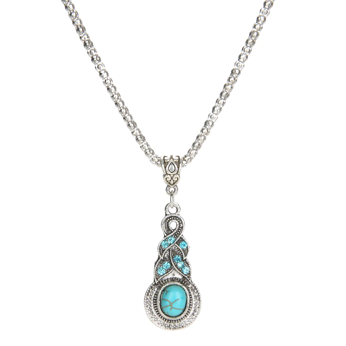 Sainio, винтажное ожерелье с голубым камнем, женские антикварные серебряные подвески и ожерелья, s ретро, тибетский кулон из бисера, ожерелье для женщин, ювелирные изделия