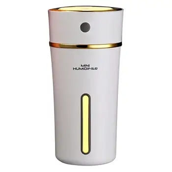 

Rechargeable 300Ml Usb Mini Humidifier With Battery, Cute Cup Style Cool Mist Ultrasonic Air Humidifier With Night Lights For