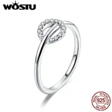 WOSTU Трендовое Настоящее 925 пробы серебряное круглое минималистское кольцо для женщин обручальное CZ кольца Роскошные ювелирные изделия CQR495