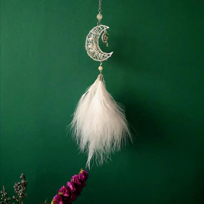 Vintage Home Decoration Openwork Moon Feather Dream Catcher Exquisite Handmade Moon Car Pendant Innovative Gift Vintage Home Decoration Openwork Moon Feather Dream Catcher Exquisite Handmade Moon Car Pendant Innovative Gift