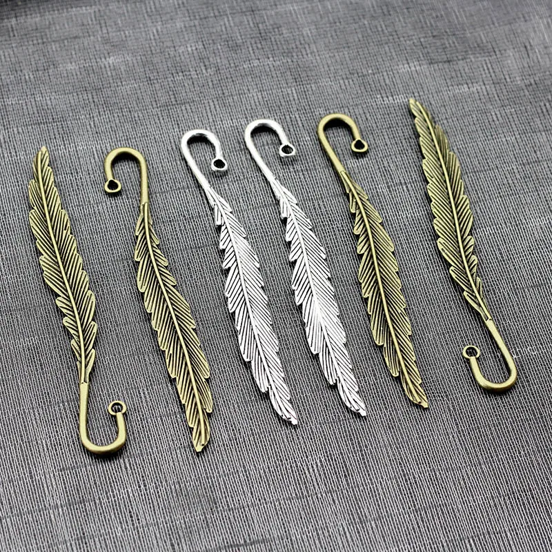 

Vintage Metal Feather Bookmark Retro Silver Plated DIY Alloy Bookmarks For Girls Kids Gifts School Office Stationery Supplies