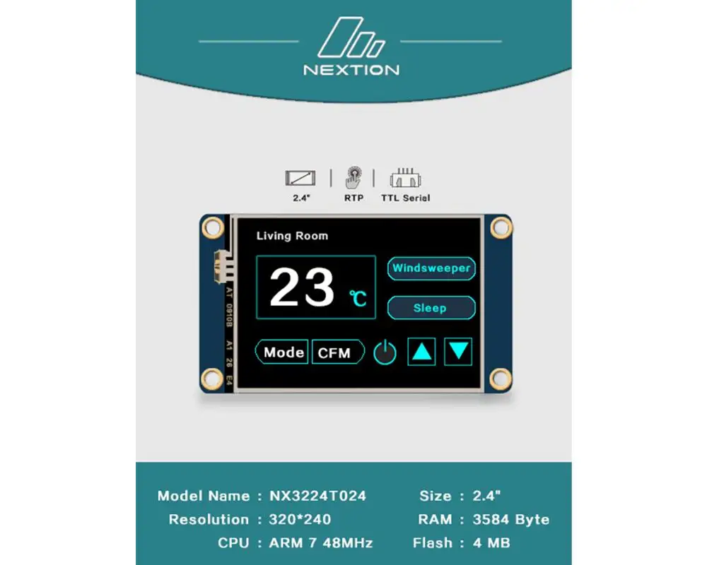 

Nextion NX3224T024 - 2.4'' HMI Intelligent Touch Display USART TFT LCD Module