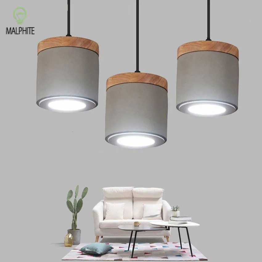 

Nordic Led Pendant Lights Lustre Cement Hanglamp Loft Deco Hanging Lamp Living Room De Kitchen Reading Indoor Luminaire Suspendu