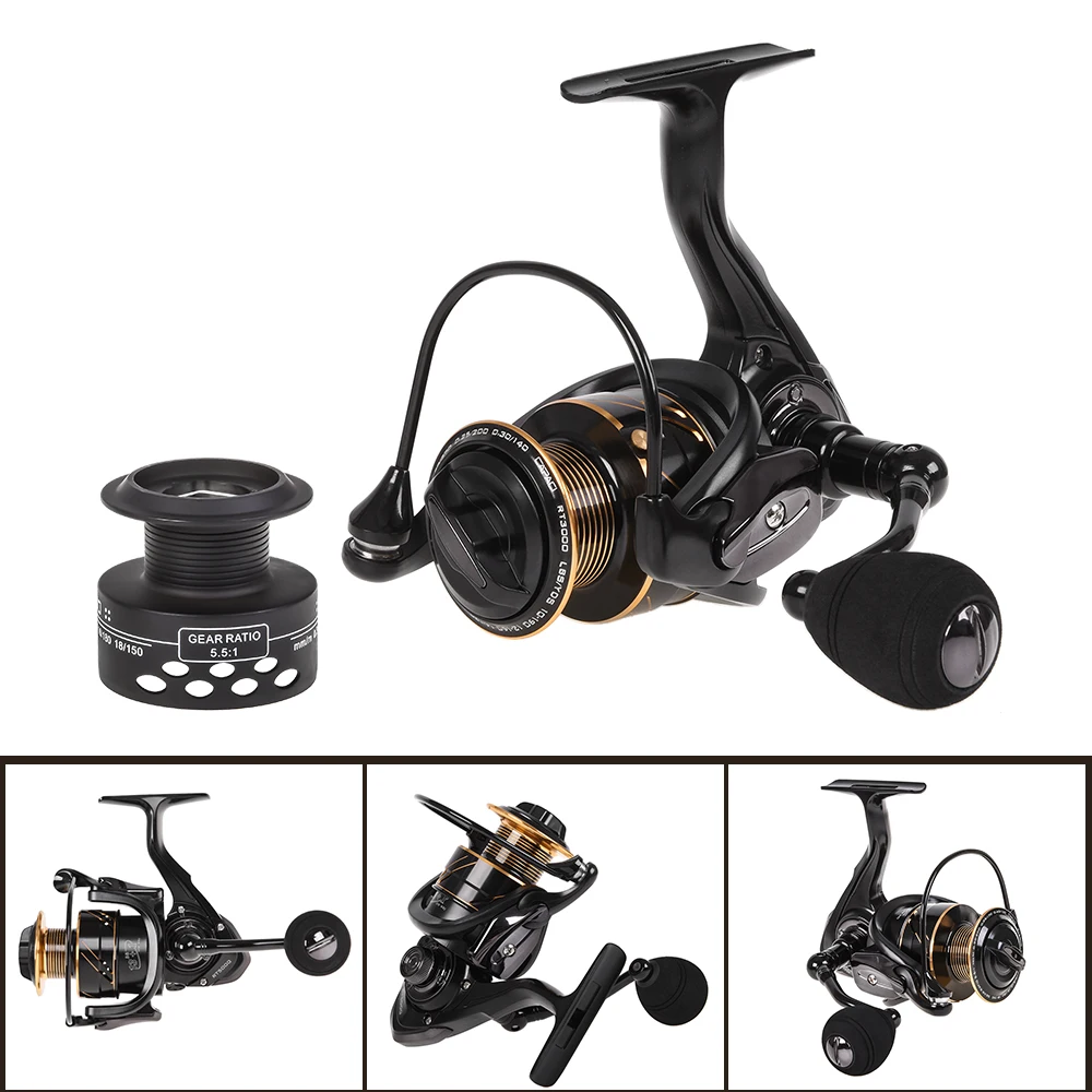 

Spinning Fishing Reel 5.1:1 13BB + 1 Bearing Balls Metal Spinning Reel Boat Rock Fishing Wheel with with Extra Spool