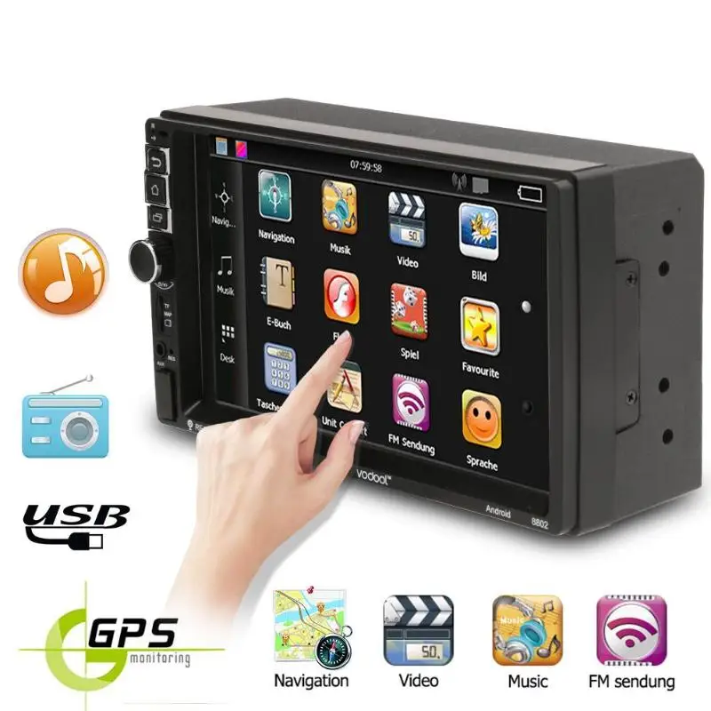 VODOOL 2 Din 7in TFT Touch Screen Auto GPS Tracker Quad-core Android 7.1 Bluetooth Auto GPS Navigat