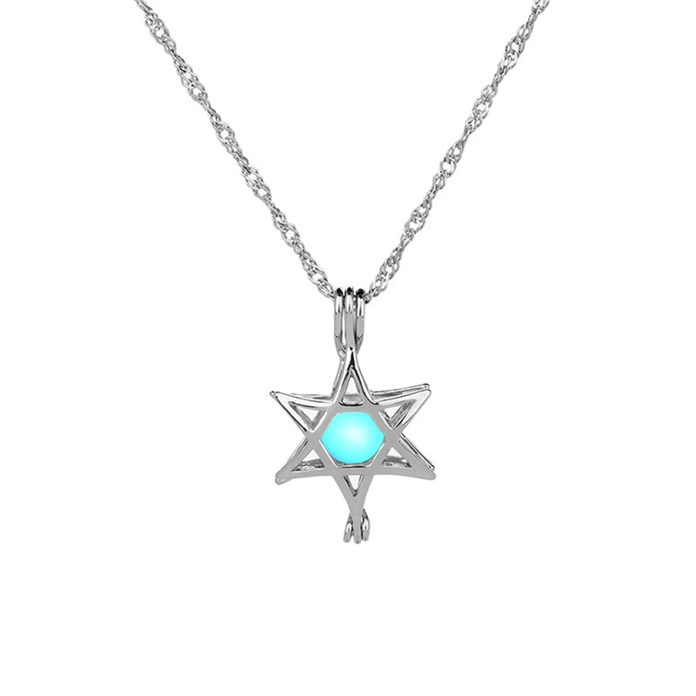 

1Pc Six-star Pendant Unisex Luminous Glowing in Dark Jewelry Gift Beads Pendant Alloy Necklaces for Ladies Female Women
