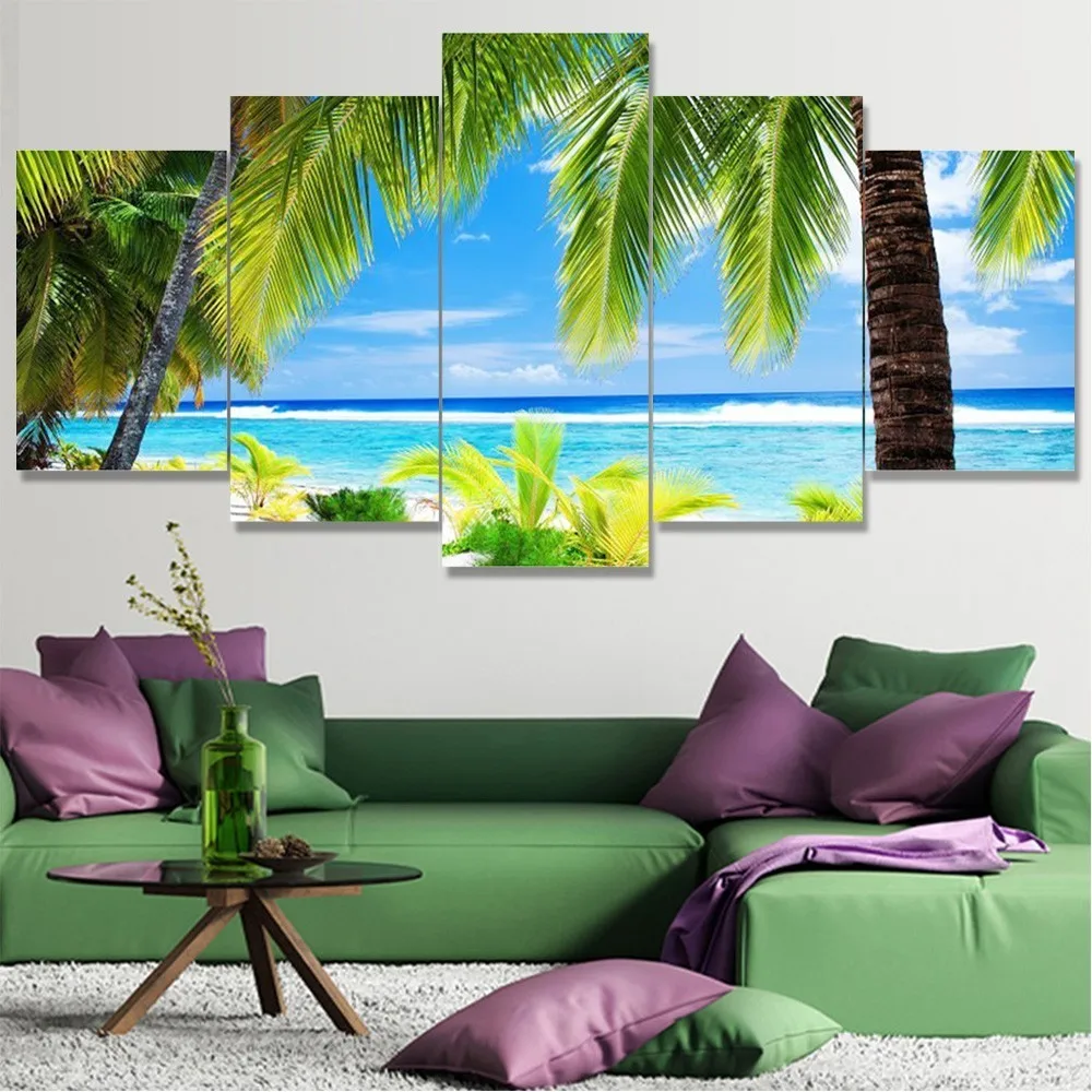 

Huacan Diamond Embroidery Seaside 5D Diy Diamond Painting Cross Stitch Scenic Picture Rhinestone Full Square Mosaic Decoration