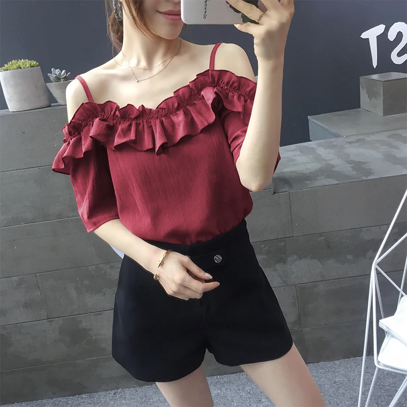 Повседневное Cami Top Для женщин блузка 2019 Летние повседневные женские с открытыми