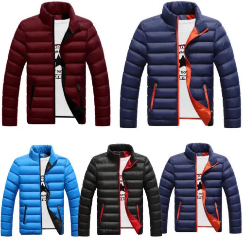 

Men's Packable Duck Jacket Stand Collar Ultralight Outerwear Coat Puffer Men Solid Zipper Jackets Male Top Clothing