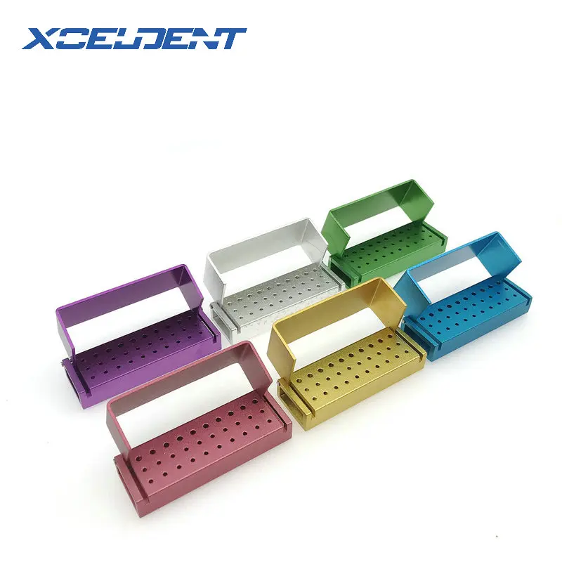 

30 Holes Aluminium Dental Burs Holder Block Dental Disinfection Box 20 Holes for High Speed Burs and 10 Holes for RA Burs
